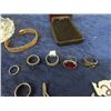 Image 3 : Jewelry Lot - Brass Bracelt, Necklace w Black Onyx Like Pendant, Misc Fashion Rings, Some Damaged J
