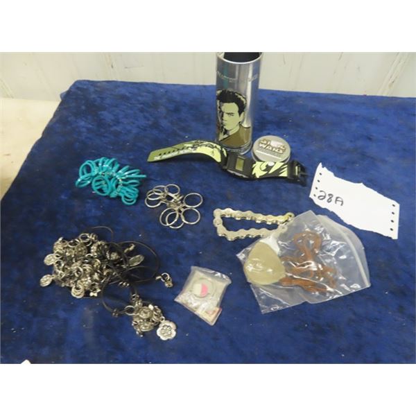 2 Sets of Ring Sizers, Star Wars Watch, Native Medicine Bag, Chain Link Bracelet, Keychain, & Variou