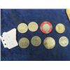 Image 1 : 8 Tokens -1986 Casino AB 50 Cents, Crystal Casino Wpg $5, 1982 Edmonton Klondike $1, AB 75th Coin, 1