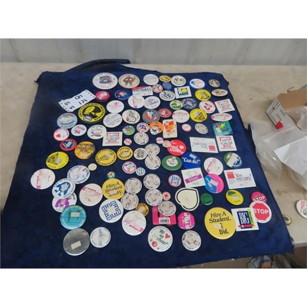 Variety of Approx 100 Buttons, Events, Clubs, Wildlife, Esso, Grey Cup