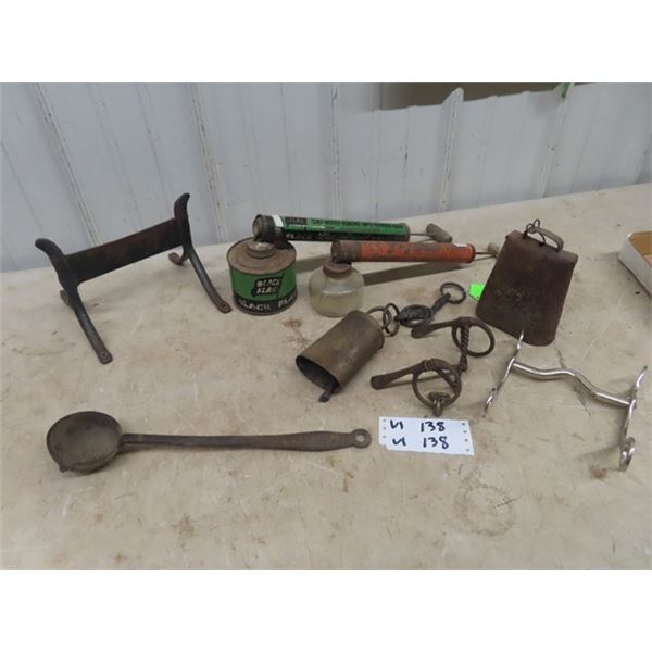 Boot Scraper, Lead Dipper, Cow Bells, Horse Bits, Insect Sprayer