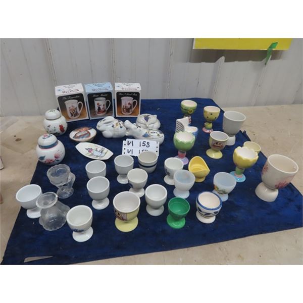 Egg Cup Holders, Norman Rockwell Cup, Character Trinket Boxes, Candle Holders Plus More!