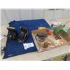 Image 1 : 2 Folding Cameras 1) Ansco , Plus Iron Rests, SInger Pamphlets, Needles
