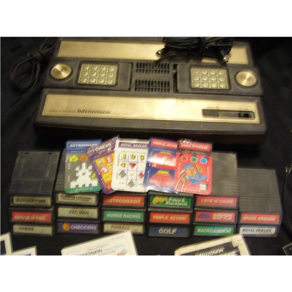 Intellivision w Cables, Hook Ups , Books & 17 Games