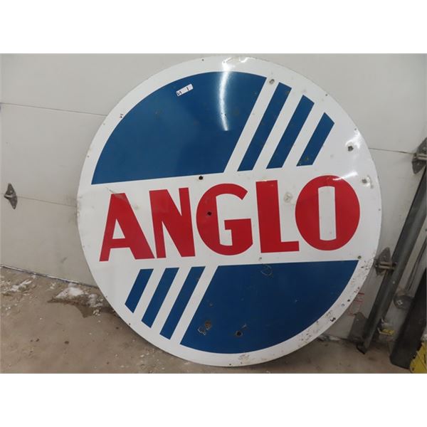 Vintage Double Sided Porc Anglo Sign 66" RD