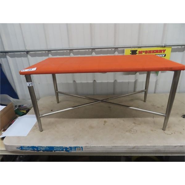 Modern Stainless Leg w Orange Upholstered Seat Bench 18" x 37" x 20"