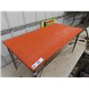 Image 2 : Modern Stainless Leg w Orange Upholstered Seat Bench 18" x 37" x 20"
