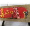 Image 3 : Porc Coca Cola Palm Press w Yellow Border - from the 40's I Believe- 13.5" x 3.5"