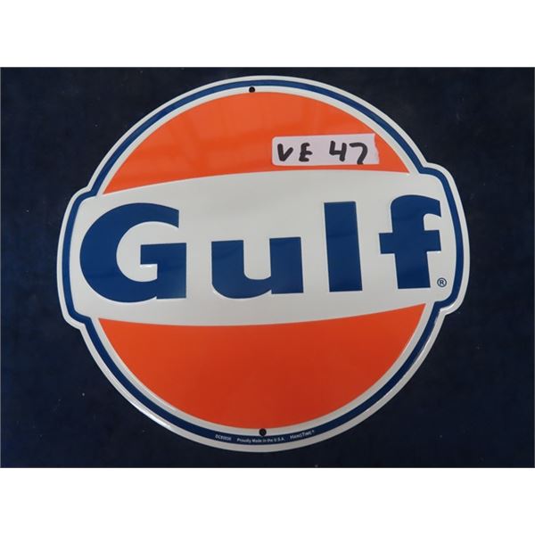 Metal Embossed Gulf Sign 11" x 11.5"