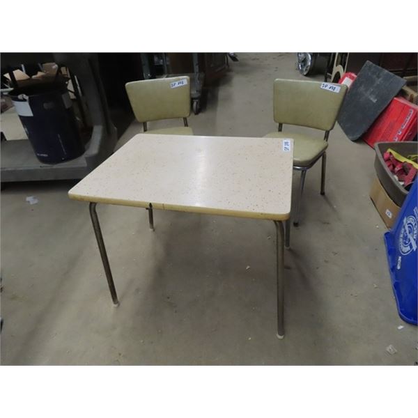 1960's Retro Child Chrome Leg Table & 2 Chairs