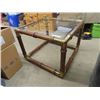 Image 1 : Mid Century Smoked Glass & Faux Bamboo End Table 20" x 26" x 26"
