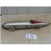 Image 1 : Silver Bullet Pressed Metal Race Car w 2 Men 26" Long- Vintage