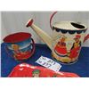 Image 2 : Metal Sand Toys, Watering Pail, Bucket w Handle Tray 8" x 10"