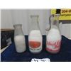 Image 1 : 3 Milk Bottles - Glencarnock Farm Dairies, ECD Dairy Edmonton, Wheat City Dairy Brandon, w Spoon