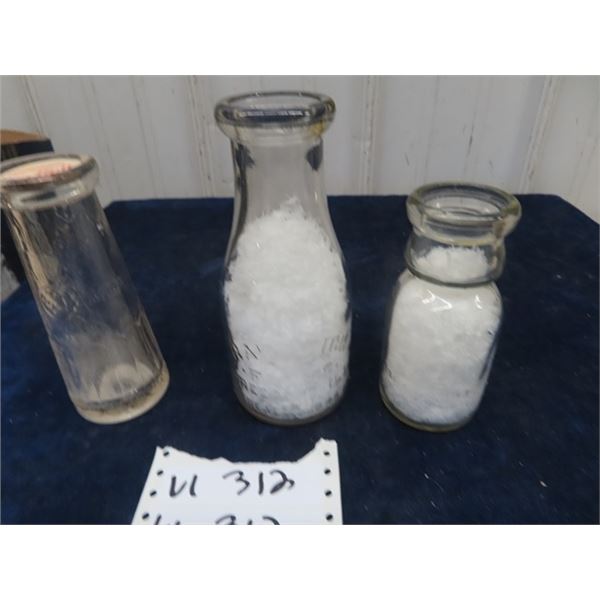 3 Milk Bottles - Mission , Rawleighs Farms, Windsor Farm Dairies