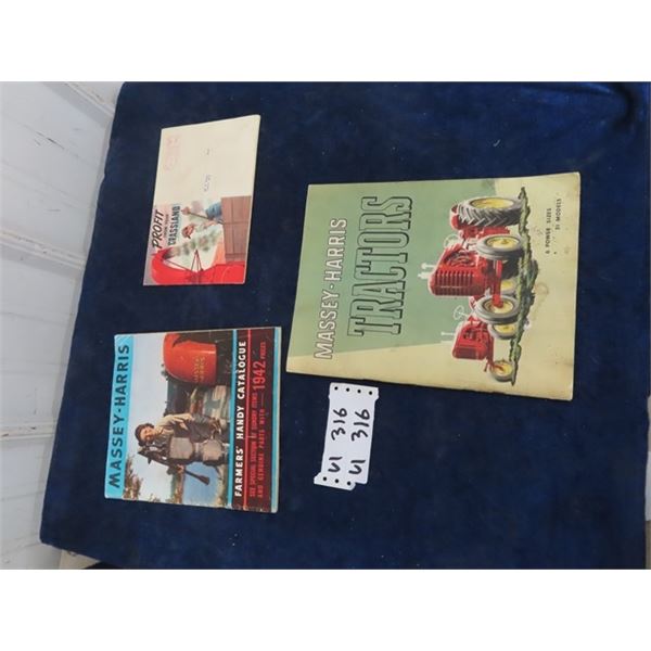 3 Massey Harries Brochures/ Catalogues Vintage 1940's
