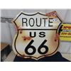Image 1 : Modern Metal Embossed Route US 66 Sign 24" x 24"