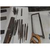 Image 2 : 6 Vintage Saws, 12 Files, Mitre Saw & Meat Saw