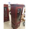 Image 3 : Mahogany China Cabinet- Lights Up w Glass Shelves w Curved Glass 68" x 24" X 15"