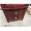 Image 4 : Mahogany China Cabinet- Lights Up w Glass Shelves w Curved Glass 68" x 24" X 15"