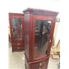 Image 5 : Mahogany China Cabinet- Lights Up w Glass Shelves w Curved Glass 68" x 24" X 15"