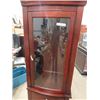 Image 4 : Mahogany China Cabinet- Lights Up w Glass Shelves w Curved Glass 68" x 24" X 15"