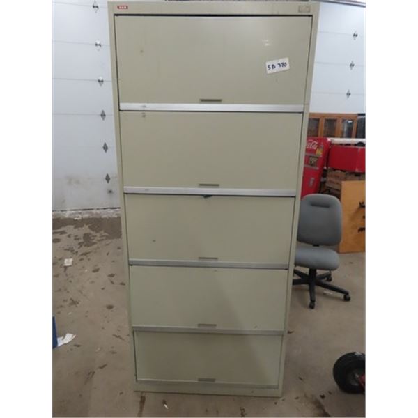 Metal 5 Drawer Lateral Filin Cabinet 84" x 36" x 17"