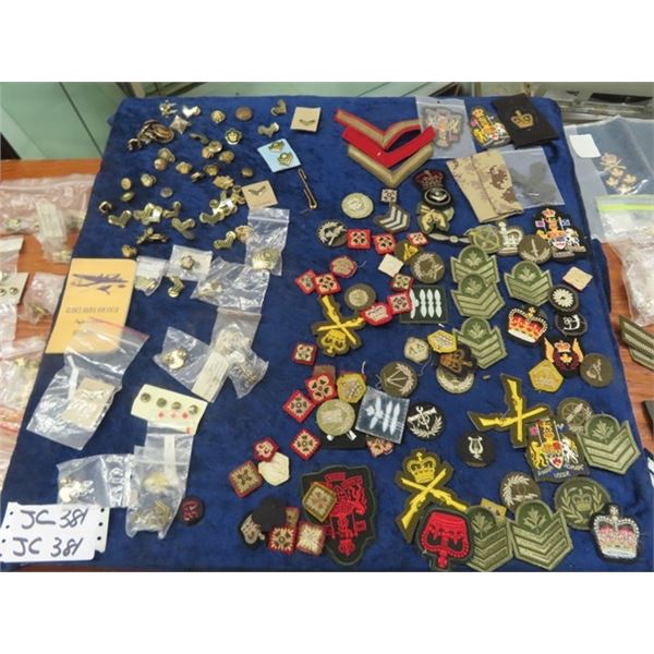 Approx 200 Plus Military Badges , Pins, Rank Cloth Isignia