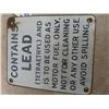 Image 3 : Vintage Porc Gas Pump Sign- Contains Lead- 7" x 9"