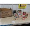 Image 1 : 8 VIntage Tins, Wooden Crate, Rogers Sugar, Bee Hive Honey, Rawleighs
