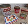 Image 2 : 8 VIntage Tins, Wooden Crate, Rogers Sugar, Bee Hive Honey, Rawleighs