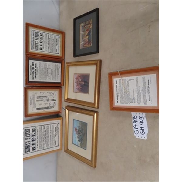 (GA) 8 Framed Pictures, Rifle Advertisements