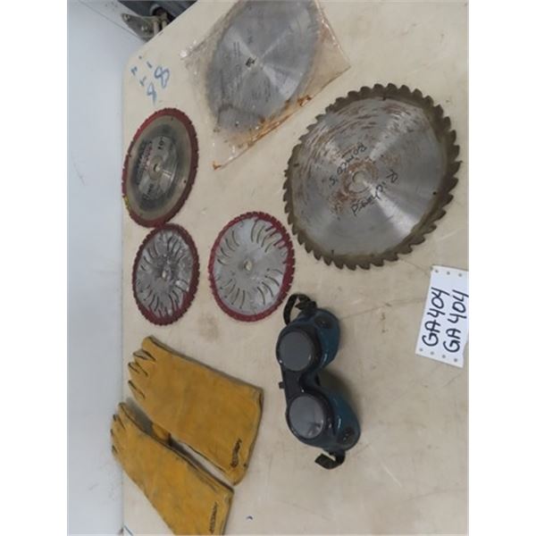 (GA) 5 Saw Blades, Welsding Goggles, & Gloves