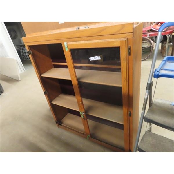 (FU) 2 Door Display Case - 1 Glass of Door is Missing 55" x 48" x 12"