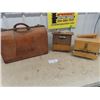 Image 1 : 2 Wooden Shoe Polish Kits & Vintage Suitcase