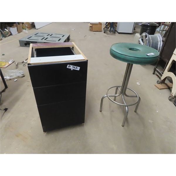 3 Drawer Cabinet 27" x 15" x 19" & Media Stool