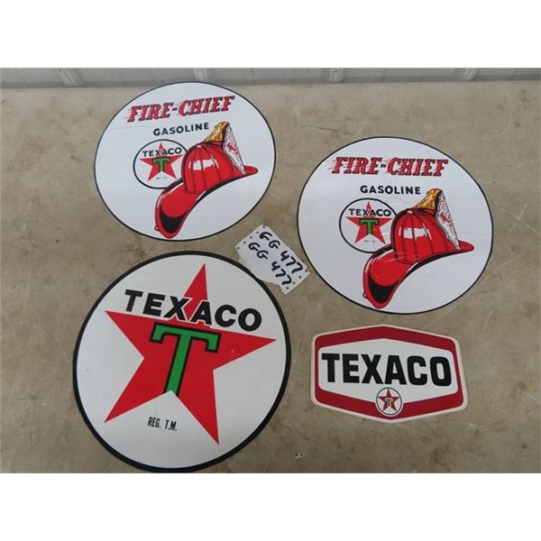 4 Texaco Stickers, 3- 12" RD & 1 - 5" x 8"