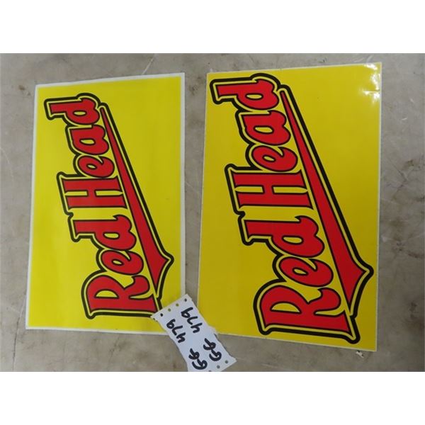 2 Red Head Stickers 9" x 13"