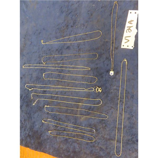 10 Sterling Silver Chains - 2 Have Pendants