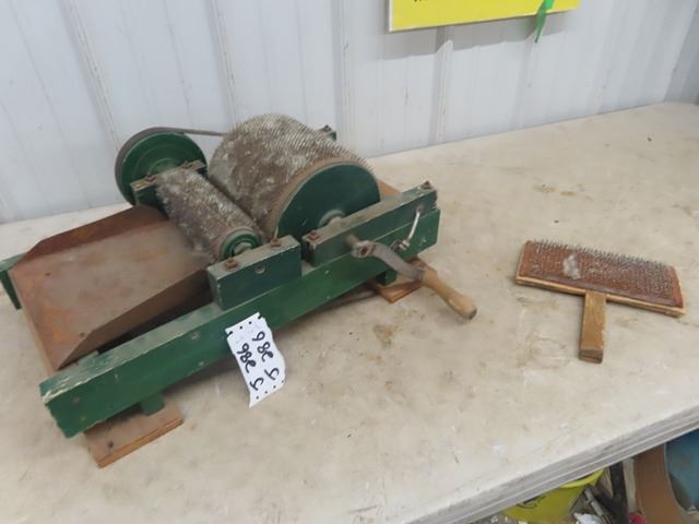 (J) Wool Carter, Hand Crank Powered Machine