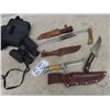Image 1 : (EC) 4 Hunting Knives - 1 Is Original Buffalo Skinner Germany, 1 is Old Timer Schrade USA, 1 is Sher