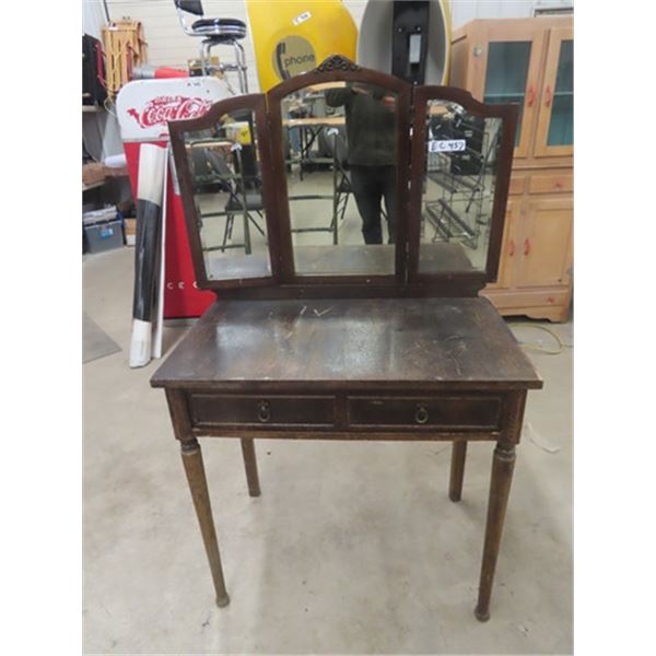 (EC) Vanity Tri-Mirror Dresser 30" x 32" x 19: Plus Mirror 25" x 34"