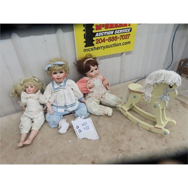 Porc Dolls & Rocking Horse