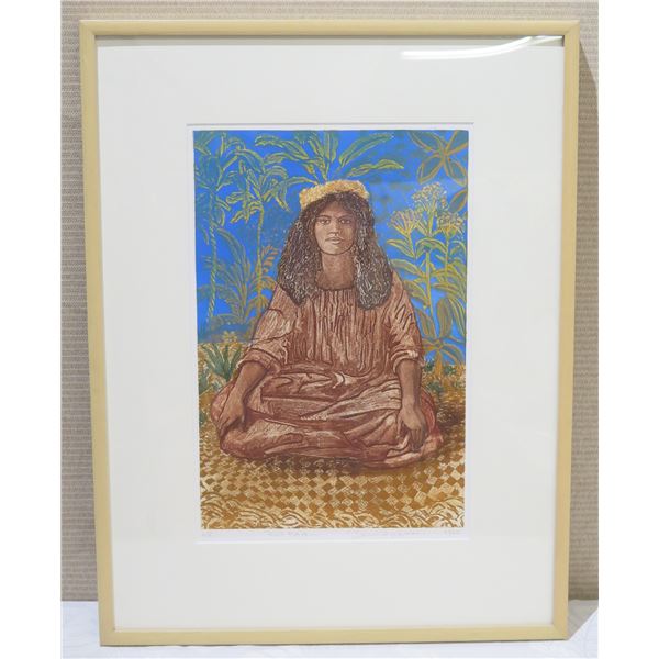 Red Holoku, Framed & Matted, Signed by David Warren, 27" x 21"