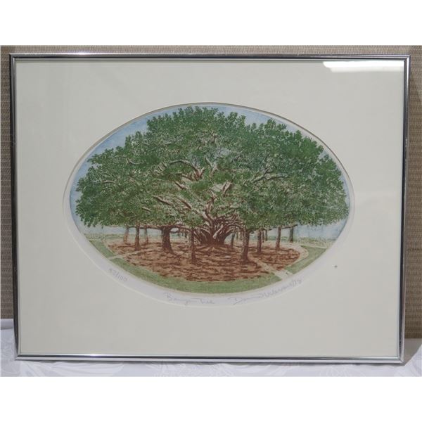 Banyan Tree, Signed by David Warren, Framed & Matted 14" x 18"