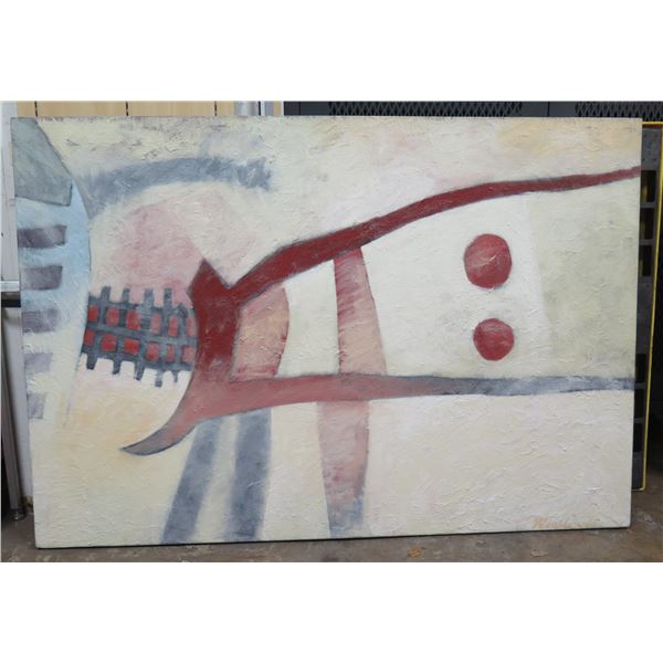 Very Large Moving to Symbolic, Mixed Media Canvas, Signed by Robert Winslow 48" x 70"