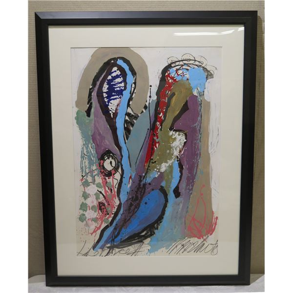 Large Framed Abstract Mixed Media Art, Signed by Robert Winslow, 44" x 32"