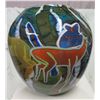 Image 1 : Glass Multicolored Deer Vase by Rick & Valerie Beck, 13" x 12"