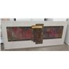 Image 1 : Long Abstract Mixed Media Art, Layered Paper on Canvas, Acrylic Casing (Cracked) 24" x 57" x 3"