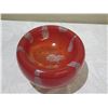 Image 2 : Red Glass Bowl w/ Gray Accents 9" Diameter x 7.5"H